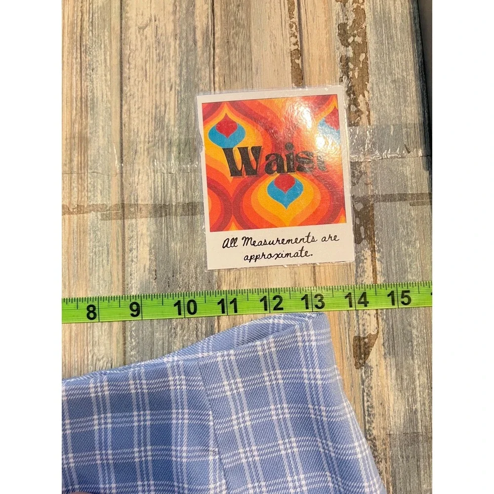 Shein Womens Blue Plaid Mini Skirt‎ sz S Uniform Old Money 90s Spring Slit Soft